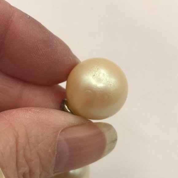 Vintage Givenchy Faux Pearl with Faceted Blue Crystal Pendant Necklace - Picture 6 of 10